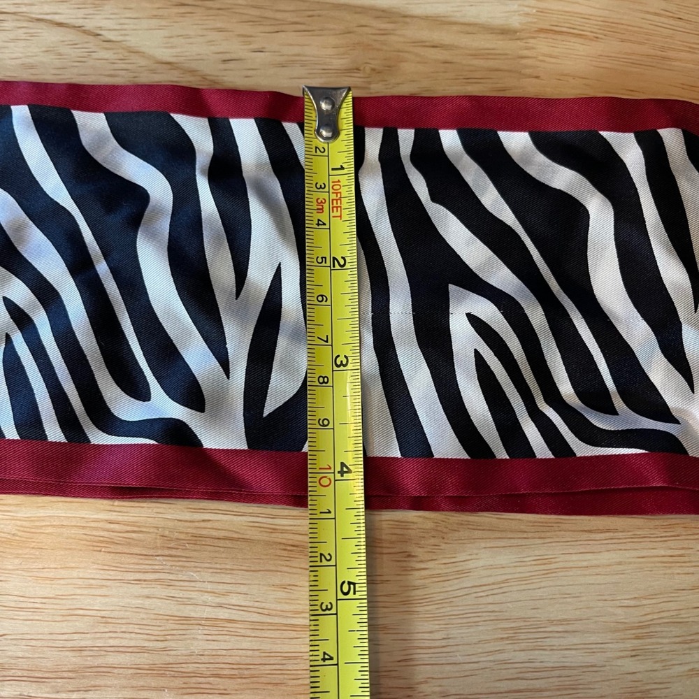NEW Talbots Zebra Print Skinny Scarf Burgundy Red Black White Animal Print - Picture 3 of 4